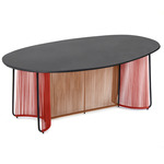 Cartagenas Metal Dining Table - Coral/ Caramel Brown / Black