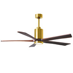 Patricia Ceiling Fan With Light - Brushed Brass / Walnut Tone