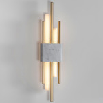 Tanto Double Wall Sconce - White Marble / Brass