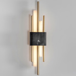 Tanto Double Wall Sconce - Black Marble / Brass