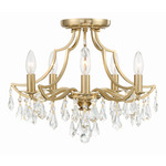 Cedar Semi Flush Ceiling Light - Vibrant Gold / Hand-Cut Crystal