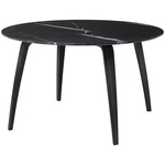 Gubi Marble Top Round Dining Table - Black Stained Ash / Black Marquina Marble