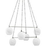 Asbury Park Chandelier - Polished Nickel / White