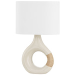 Mindy Round Table Lamp - Aged Brass / Ivory / White