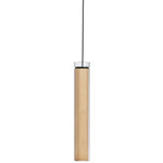 Estela Pendant - Matte Black / Natural Beech