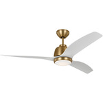 Avila Ceiling Fan with Light - Satin Brass / Matte White