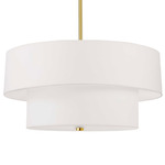 Everly Convertible Tiered Pendant - Aged Brass / White