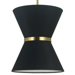Caterine Hourglass Pendant - Aged Brass / Black / White