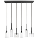 Industrial Linear Multi-Light Pendant - Matte Black / Clear