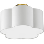 Phlox Semi Flush Ceiling Light - Aged Brass / White