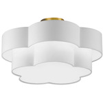 Phlox Semi Flush Ceiling Light - Aged Brass / White