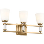 Rosalind Bathroom Vanity Light - Brushed Natural Brass / Satin Etched