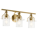 Everett Bathroom Vanity Light - Brushed Brass / Clear