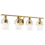 Everett Bathroom Vanity Light - Brushed Brass / Clear