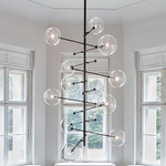 RD15 Foyer Chandelier - Black Gunmetal / Transparent