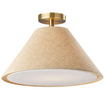 Hadley Semi-Flush Ceiling Light - Antique Brass / Light Brown