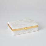 Gold Band Swivel Box - Alabaster / Gold Leaf