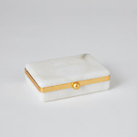 Gold Band Swivel Box - Alabaster / Gold Leaf