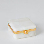 Gold Band Swivel Box - Alabaster / Gold Leaf