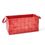 Soft Woven Leather Basket - Red