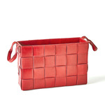 Soft Woven Leather Basket - Red
