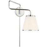 Esther Swing Arm Plug-in Wall Sconce - Polished Nickel / White Linen