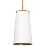 Hattie Pendant - Natural Brass / White