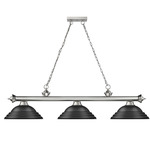 Cordon Linear Pendant with Stepped Metal Shade - Brushed Nickel / Matte Black / Matte Black