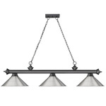 Cordon Linear Pendant with Cone Metal Shade - Bronze Plate / Brushed Nickel / Brushed Nickel