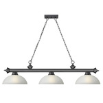 Cordon Linear Pendant with Dome Glass Shade - Bronze Plate / White Linen