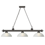 Cordon Linear Pendant with Dome Glass Shade - Bronze / White Linen