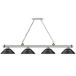 Cordon Linear Pendant with Stepped Metal Shade - Brushed Nickel / Matte Black / Matte Black