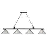 Cordon Linear Pendant with Cone Metal Shade - Bronze Plate / Brushed Nickel / Brushed Nickel