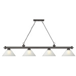 Cordon Linear Pendant with Cone Glass Shade  - Bronze / White Linen