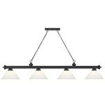 Cordon Linear Pendant with Cone Glass Shade  - Matte Black / Matte Opal