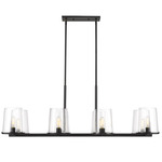 Callista Linear Chandelier - Matte Black / Clear