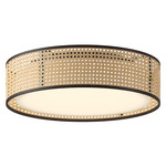 Lyla Ceiling Flush Light - Rattan / White