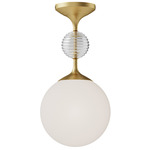 Celia Semi Flush Ceiling Light - Brushed Gold / Opal