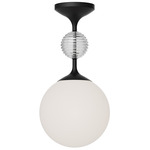 Celia Semi Flush Ceiling Light - Matte Black / Opal