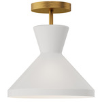 Betty Semi Flush Ceiling Light - Aged Gold / Opal