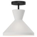 Betty Semi Flush Ceiling Light - Matte Black / Opal