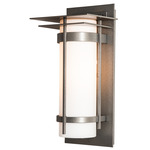 Banded Top Plate Outdoor Wall Sconce - Coastal Natural Iron / Opal