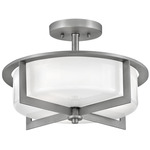 Baxley Semi Flush Ceiling Light - Antique Nickel / Opal