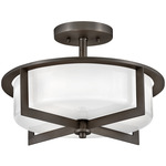 Baxley Semi Flush Ceiling Light - Black Oxide / Opal