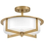 Baxley Semi Flush Ceiling Light - Heritage Brass / Opal