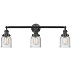 Small Bell Bathroom Vanity Light - Matte Black / Clear Seedy