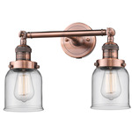 Small Bell Bathroom Vanity Light - Antique Copper / Clear