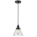 Cone Mini Pendant - Matte Black / Clear Seedy