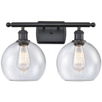 Athens Bathroom Vanity Light - Matte Black / Clear Seedy