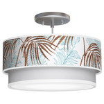 Palm Double Tiered Pendant - Brushed Nickel / Blue